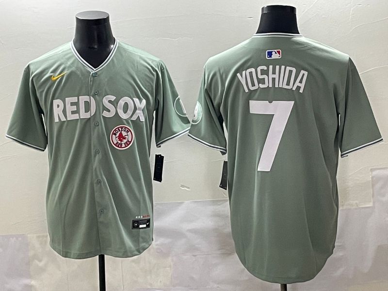 Men 2025 Boston Red Sox #7 Yoshida Light Green Joint Name Nike MLB Jersey style 10->boston red sox->MLB Jersey